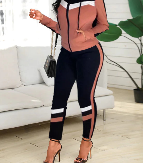 2809 Women's Casual Sport Set with Hooded Vest (3 Pieces)