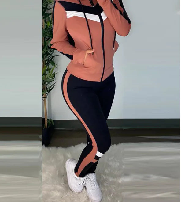 2809 Women's Casual Sport Set with Hooded Vest (3 Pieces)