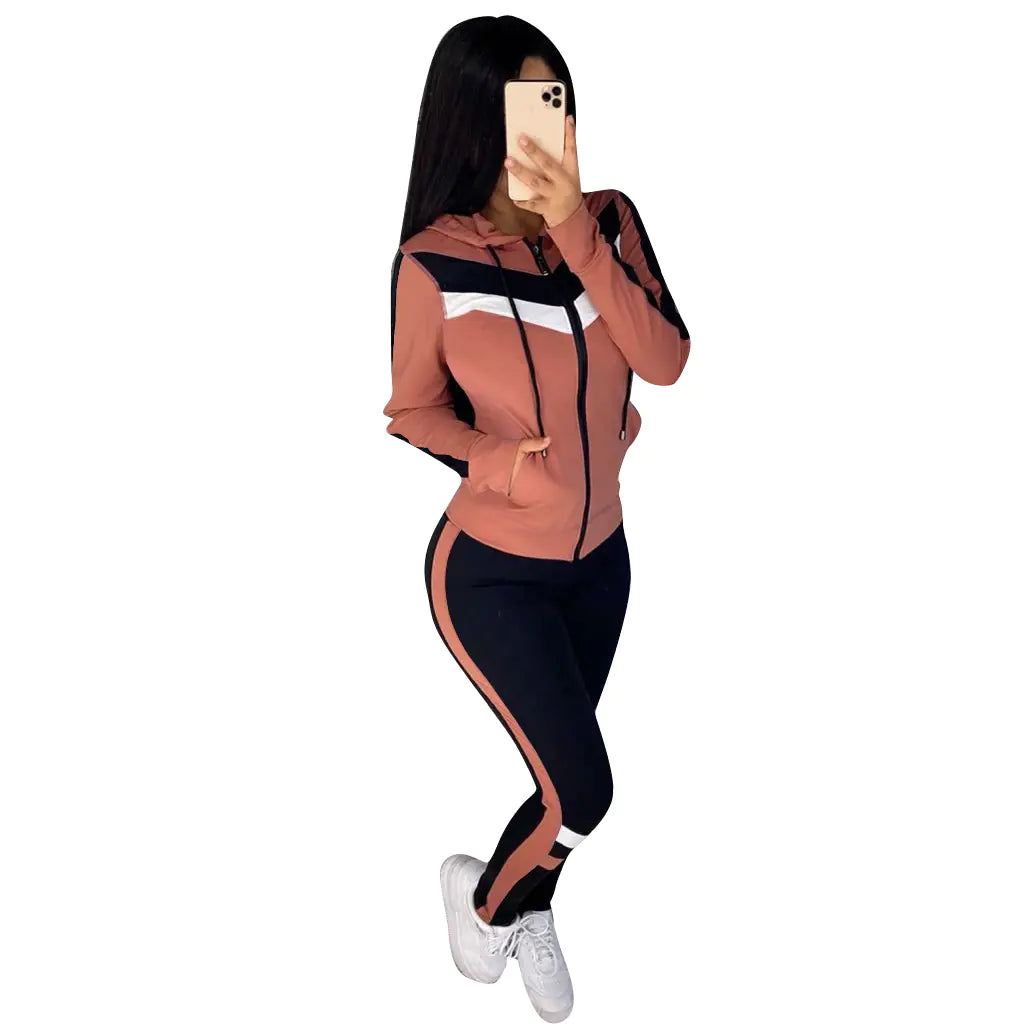 2809 Women's Casual Sport Set with Hooded Vest (3 Pieces)